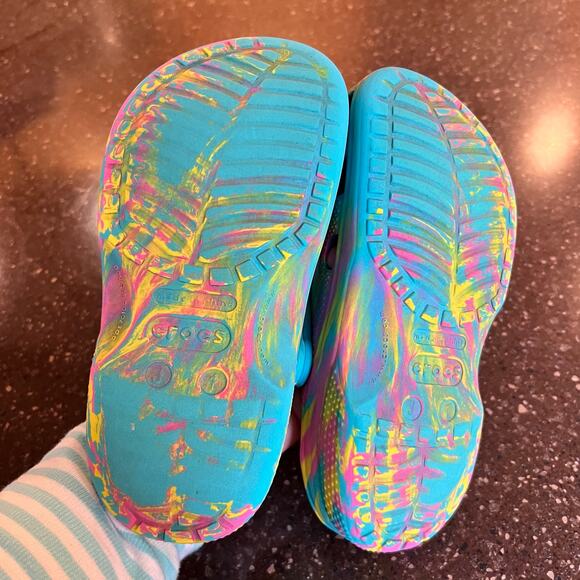 Crocs Kids Classic Marbled Clog Size J 3 Tie Dye Shoes - Picture 5 of 11